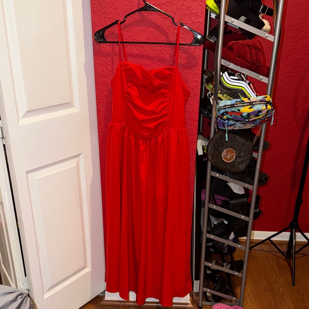 SHEIN Vibrant Red Maxi Dress